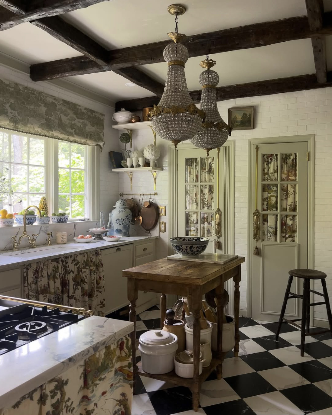 The best Facebook Marketplace finds. Second-hand french doors in a French country kitchen. | Nadine Stay