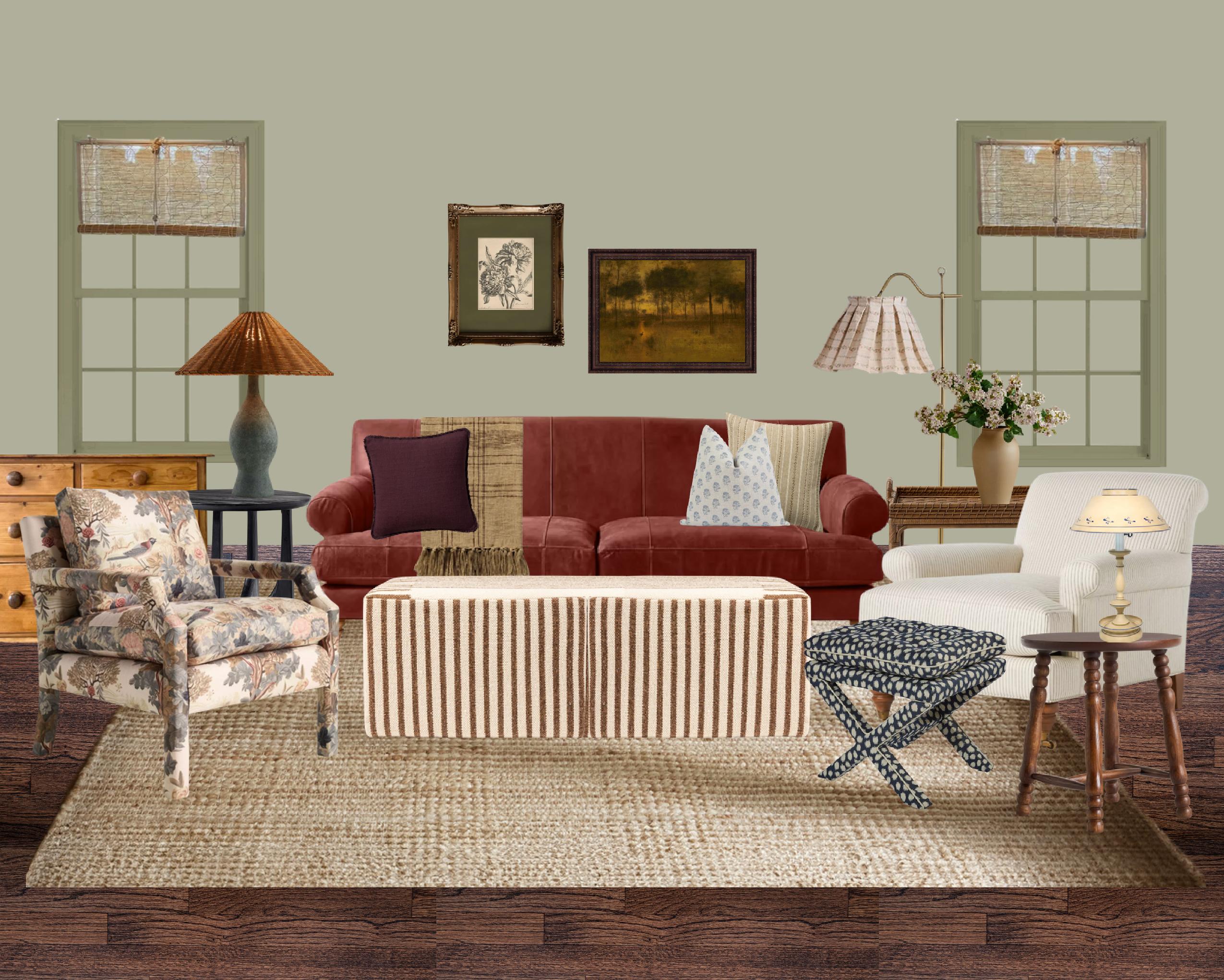 Copy this look: English country living room design plan by Nadine Stay