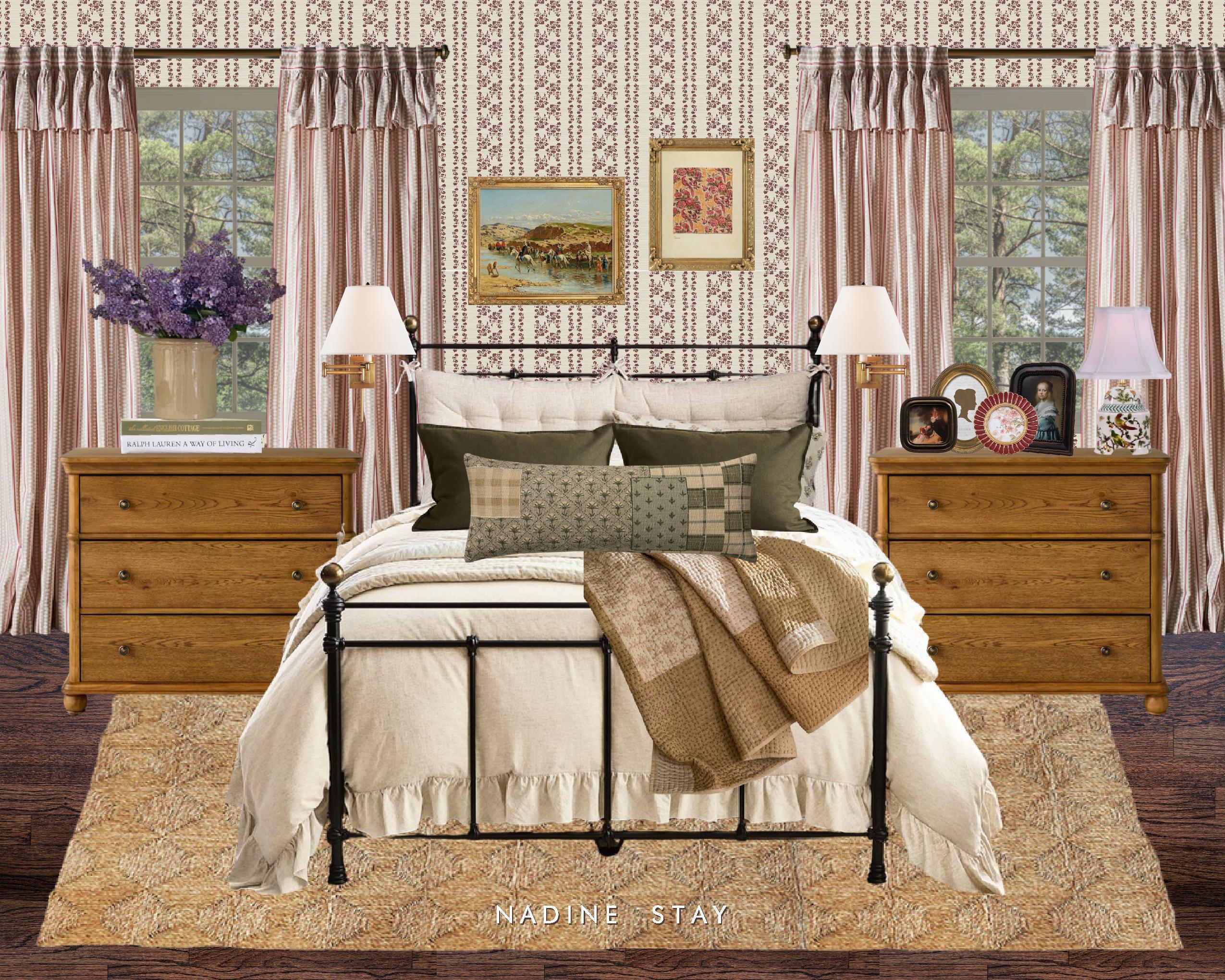 English Country Bedroom Design Plan by Nadine Stay