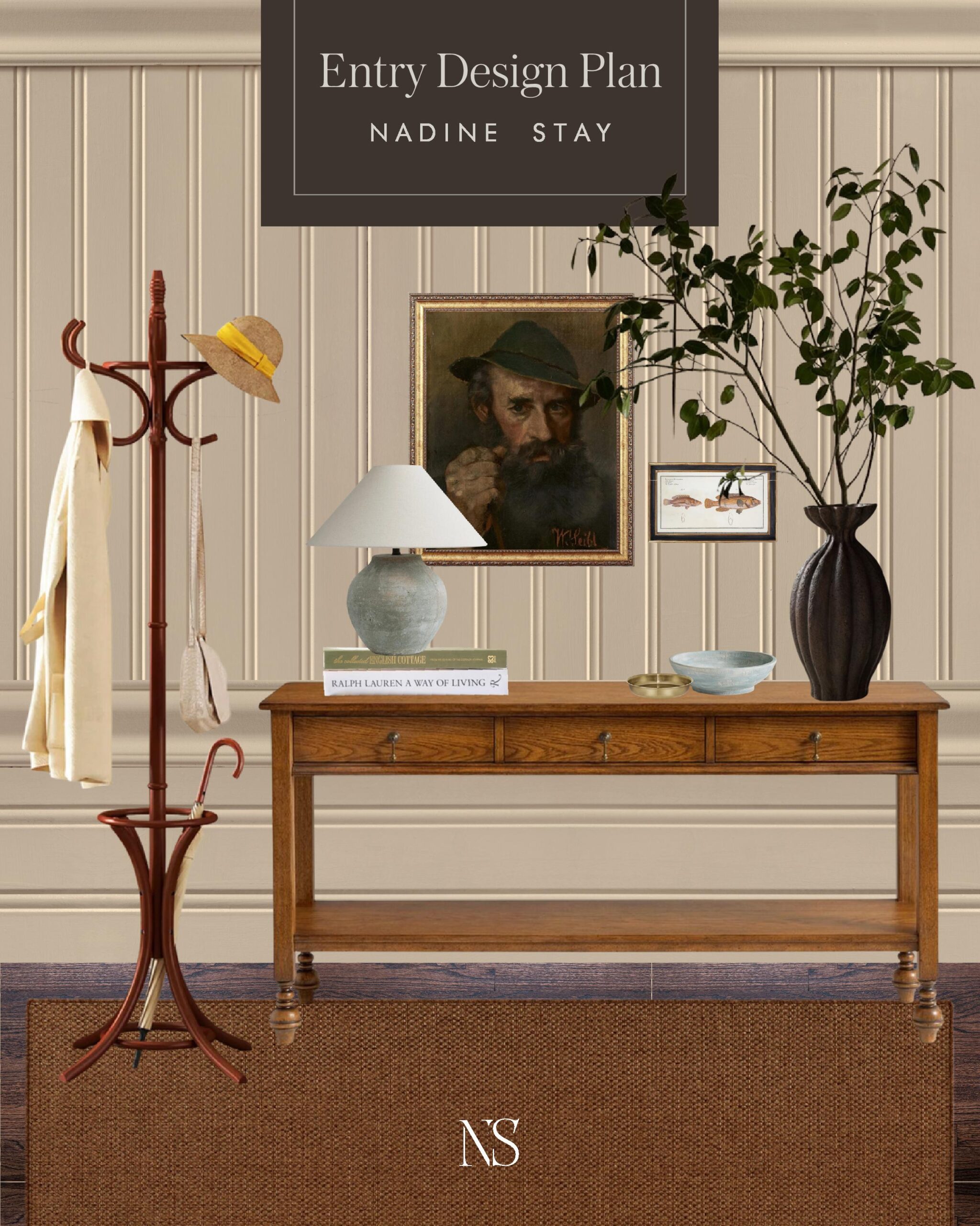 Fisherman style entry design plan & shopping list by Nadine Stay